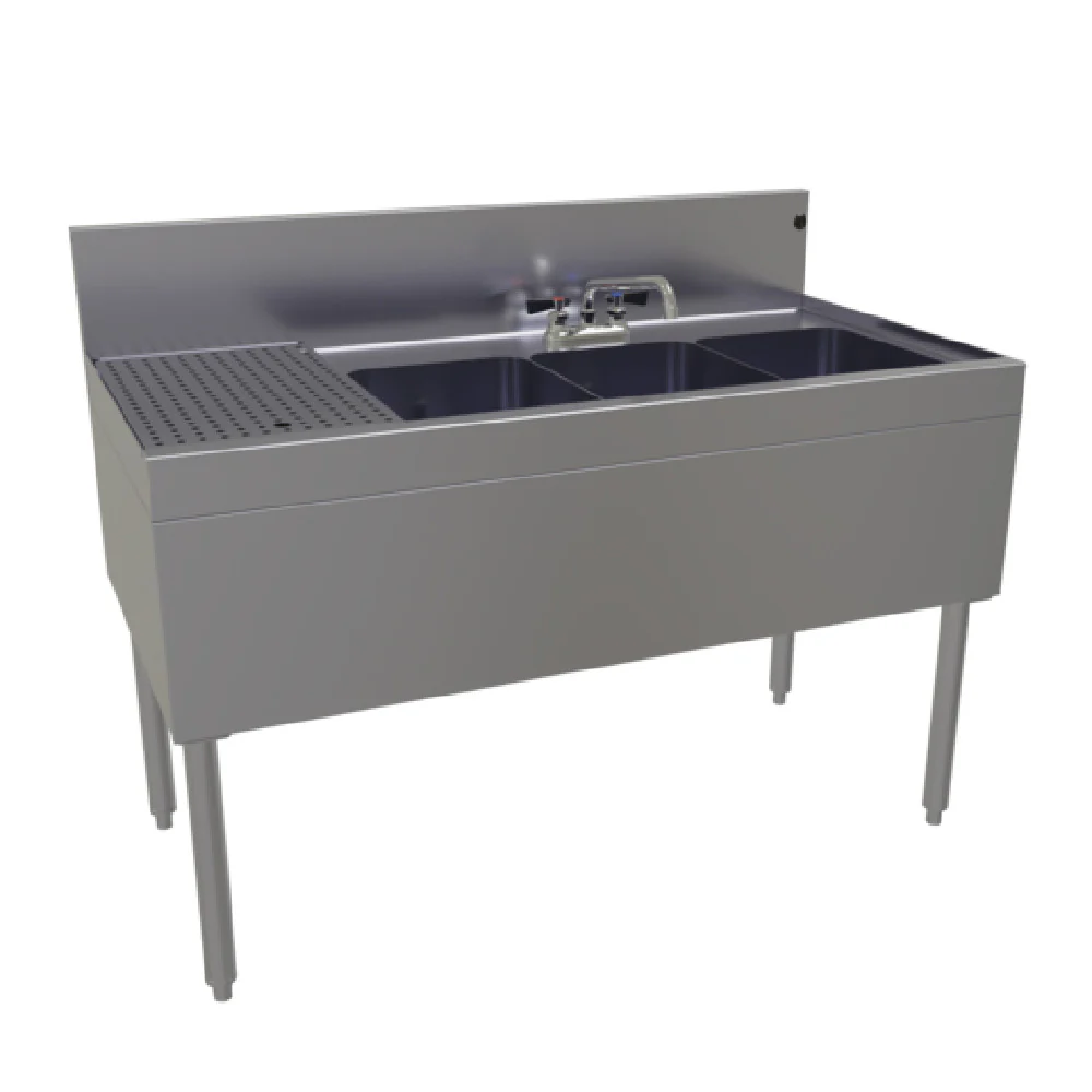Glastender TSB-48R-S 48 Inch Stainless Steel Underbar Sink Unit with Drainboard Glastender TSB-48R-S 48 Inch Stainless Steel Underbar Sink Unit with Drainboard