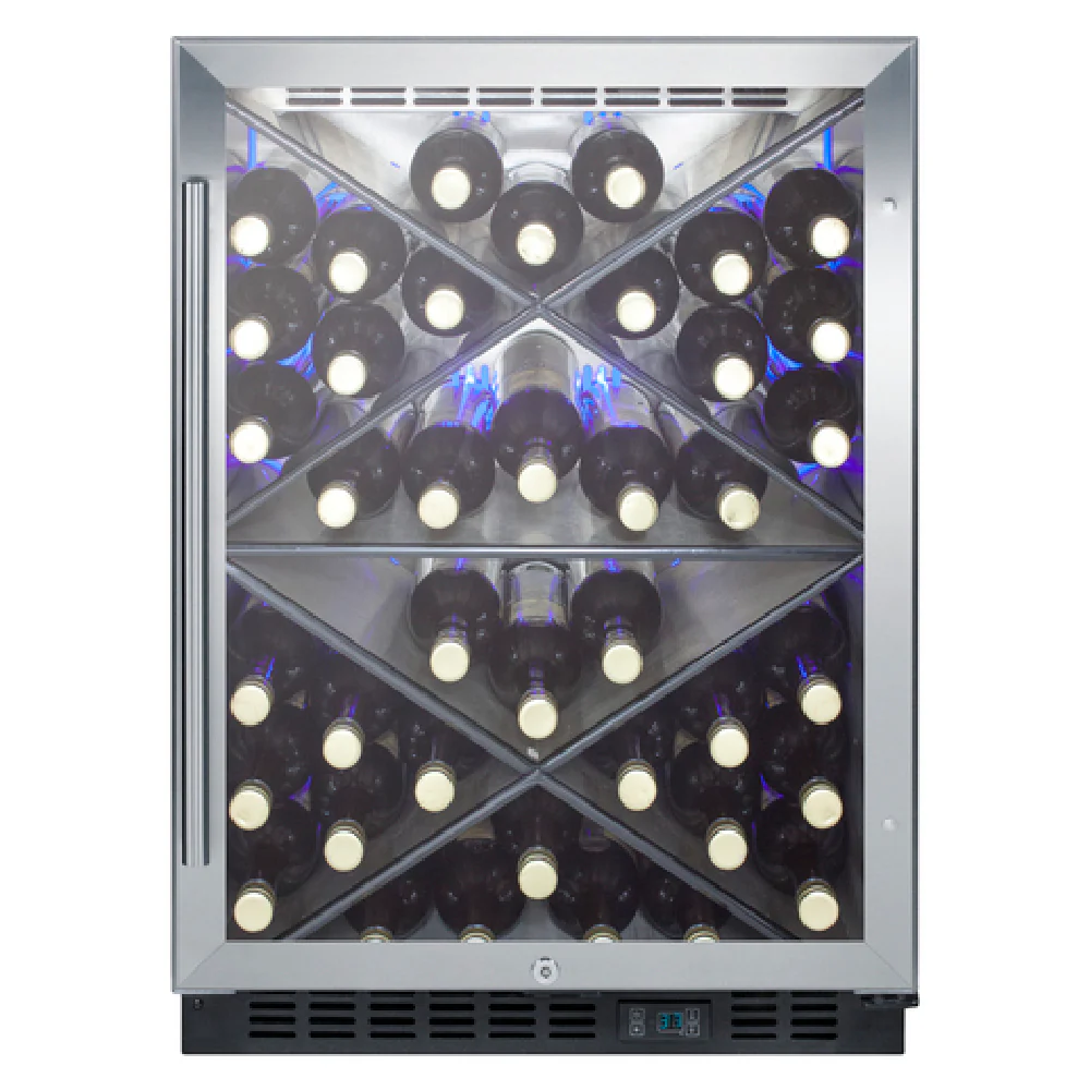 Summit SCR610BLX 24 Inch Wine Cellar Cabinet Built-in or Freestanding Stainless Steel Summit SCR610BLX 24 Inch Wine Cellar Cabinet Built-in or Freestanding Stainless Steel