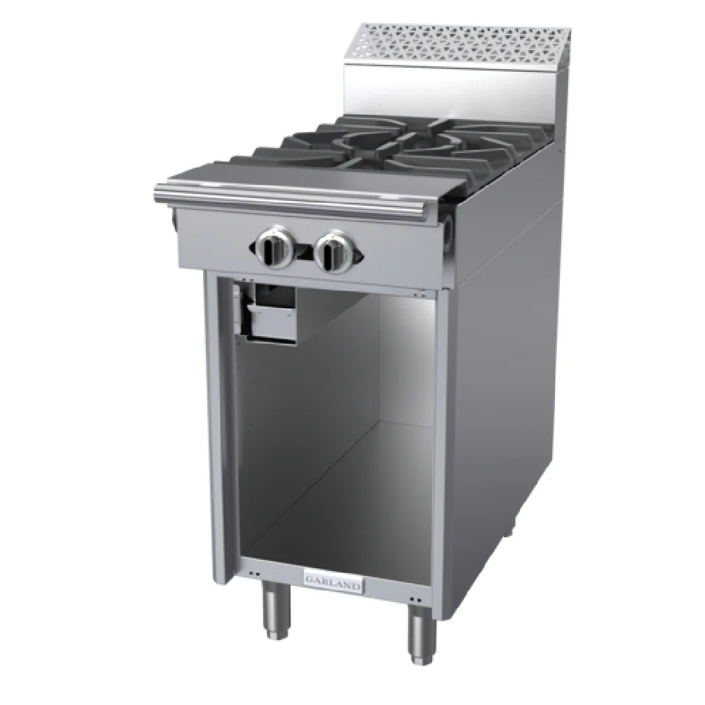 Garland C18-7S 18 Inch Gas Range Open Cabinet Base and 2 Burners 80000 BTU