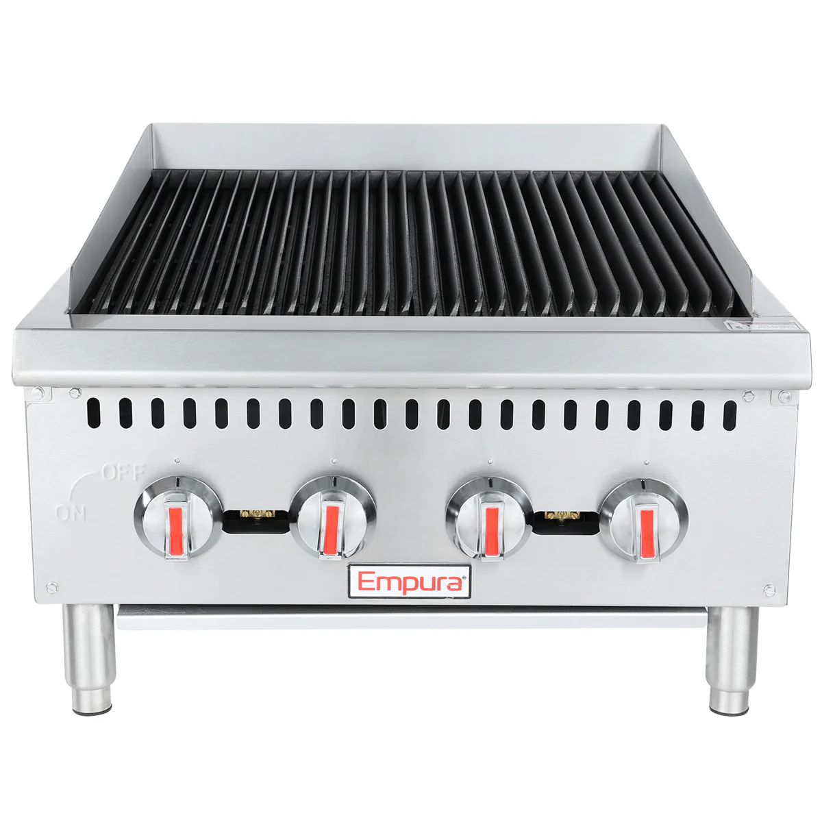 Empura Equipment ECB-24 24 Inch Gas Charbroiler with 4 Burners 80000 BTU Empura Equipment ECB-24 24 Inch Gas Charbroiler with 4 Burners 80000 BTU