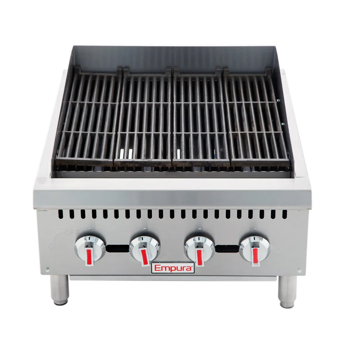 Empura Equipment ECB-24 24 Inch Gas Charbroiler with 4 Burners 80000 BTU Empura Equipment ECB-24 24 Inch Gas Charbroiler with 4 Burners 80000 BTU