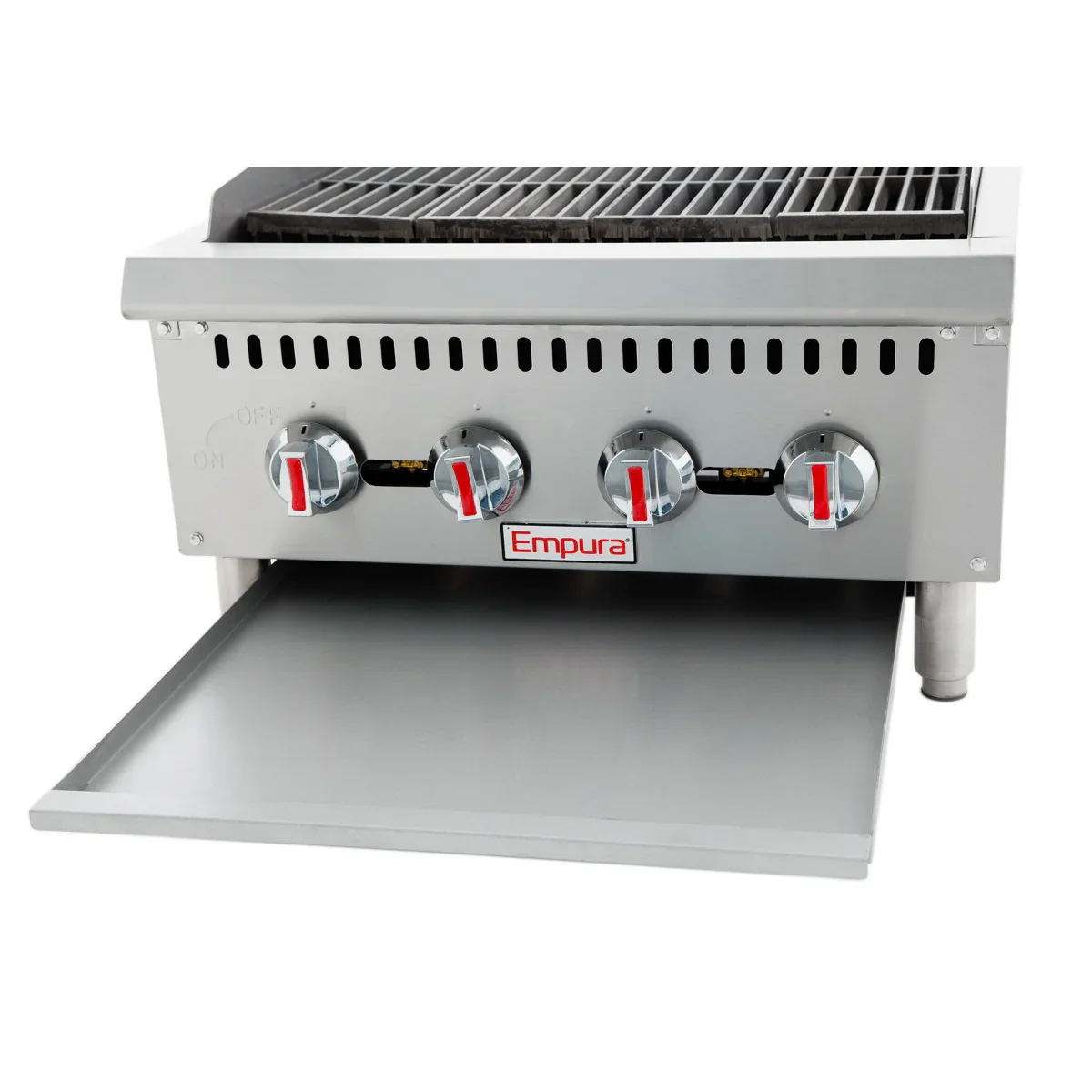 Empura Equipment ECB-24 24 Inch Gas Charbroiler with 4 Burners 80000 BTU Empura Equipment ECB-24 24 Inch Gas Charbroiler with 4 Burners 80000 BTU