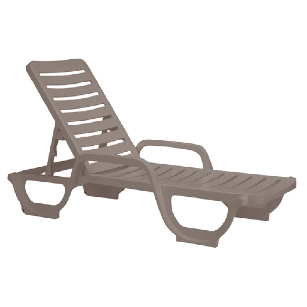 Grosfillex 44031081 27 Inch Bahia Stacking Chaise Adjustable Resin French Taupe