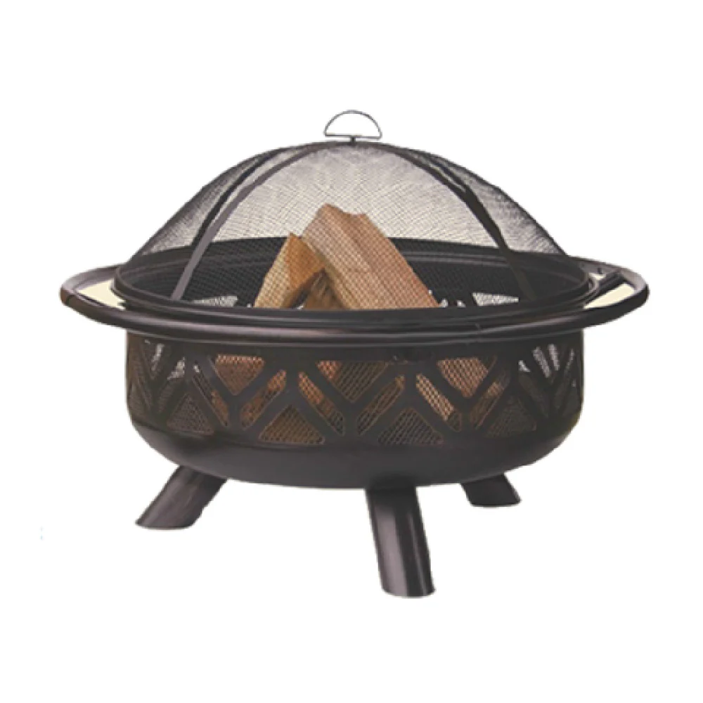 Chef Master WAD1009SP 36 Inch Wood Firebowl with Geometric Cutouts Bronze Steel Chef Master WAD1009SP 36 Inch Wood Firebowl with Geometric Cutouts Bronze Steel