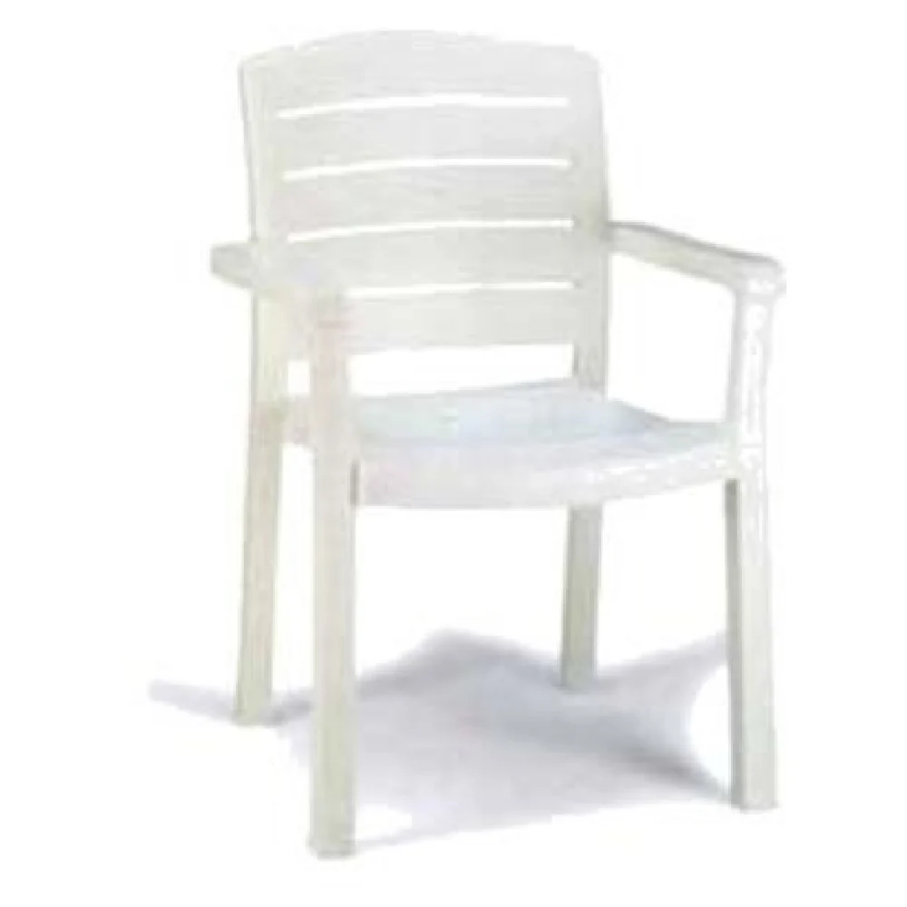 Grosfillex US119004 24 Inch Outdoor Stacking Armchair with Contoured Seat White Resin