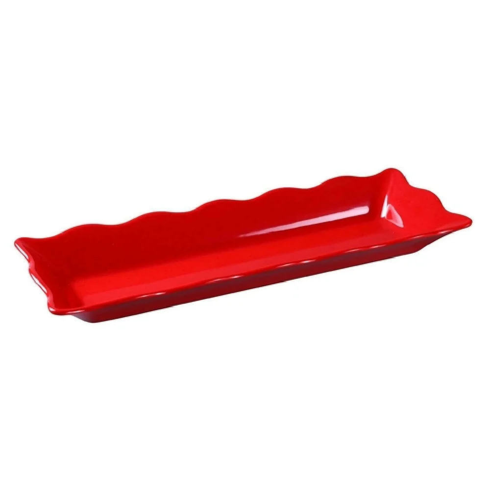 Yanco DC-6117R 17-1/2 Inch Melamine Serving Tray Red with Scalloped Edge Yanco DC-6117R 17-1/2 Inch Melamine Serving Tray Red with Scalloped Edge