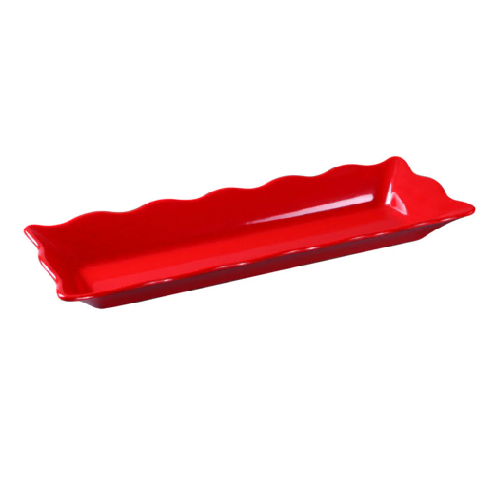 Yanco DC-6117R 17-1/2 Inch Melamine Serving Tray Red with Scalloped Edge Yanco DC-6117R 17-1/2 Inch Melamine Serving Tray Red with Scalloped Edge