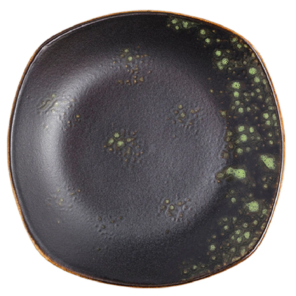 Vertex China LMJ-S6 6-1/2 Inch Square Plate Hand Painted Porcelain Black Jade Vertex China LMJ-S6 6-1/2 Inch Square Plate Hand Painted Porcelain Black Jade