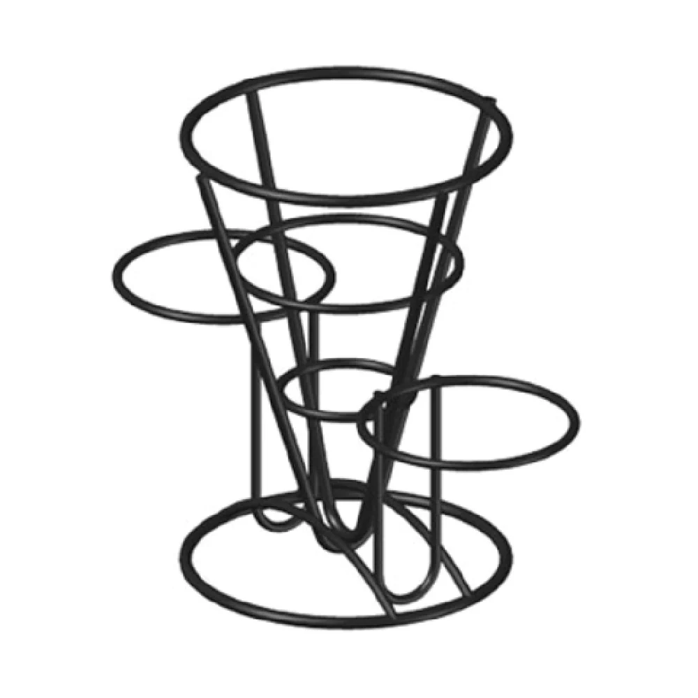 International Tableware WC-702 5 Inch Round Fry Cone Metal Black with Double Cup Ring