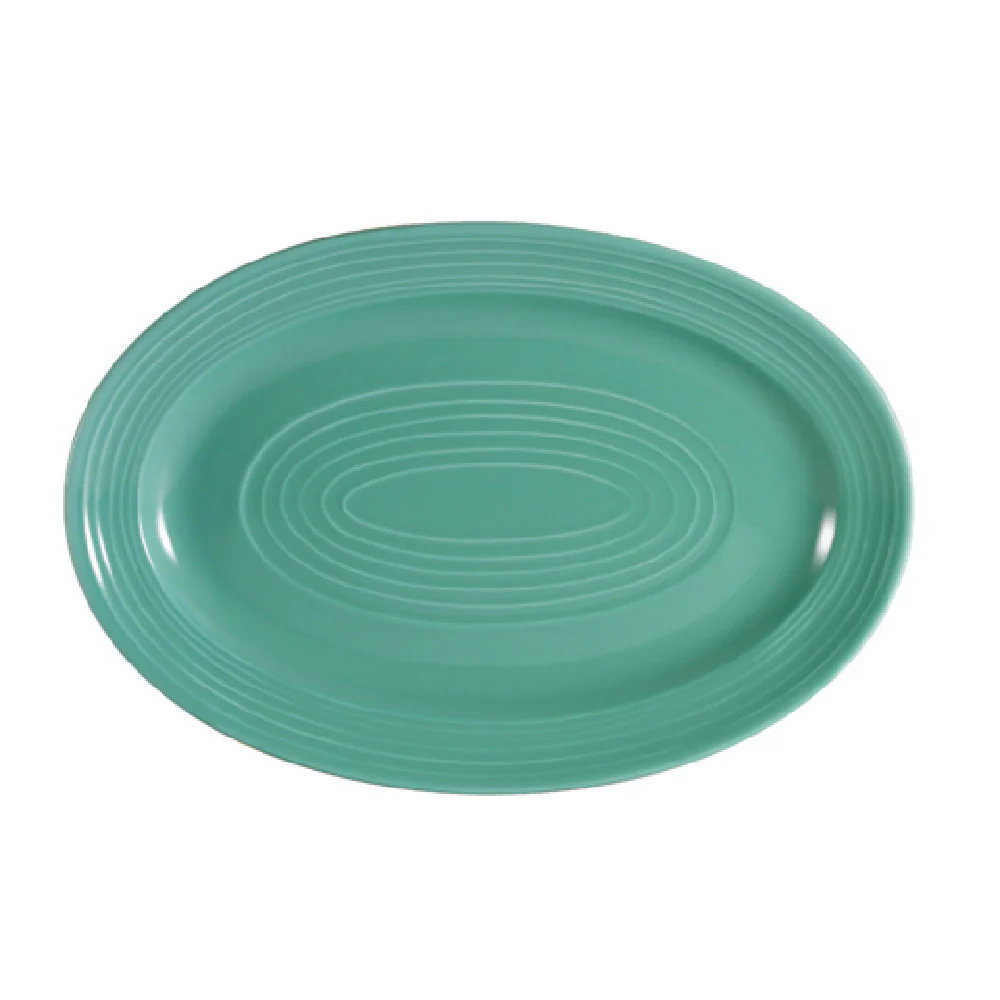 CAC China TG-12-G 10-5/8 Inch Oval Platter Embossed Porcelain Green CAC China TG-12-G 10-5/8 Inch Oval Platter Embossed Porcelain Green
