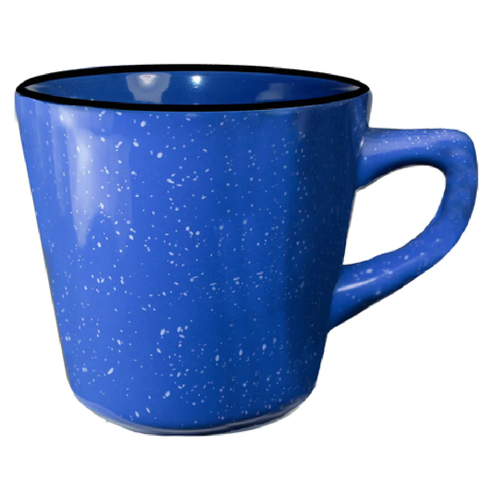 International Tableware CF-1 7 Oz Cup Tall Round with Handle in Speckle Ocean Blue