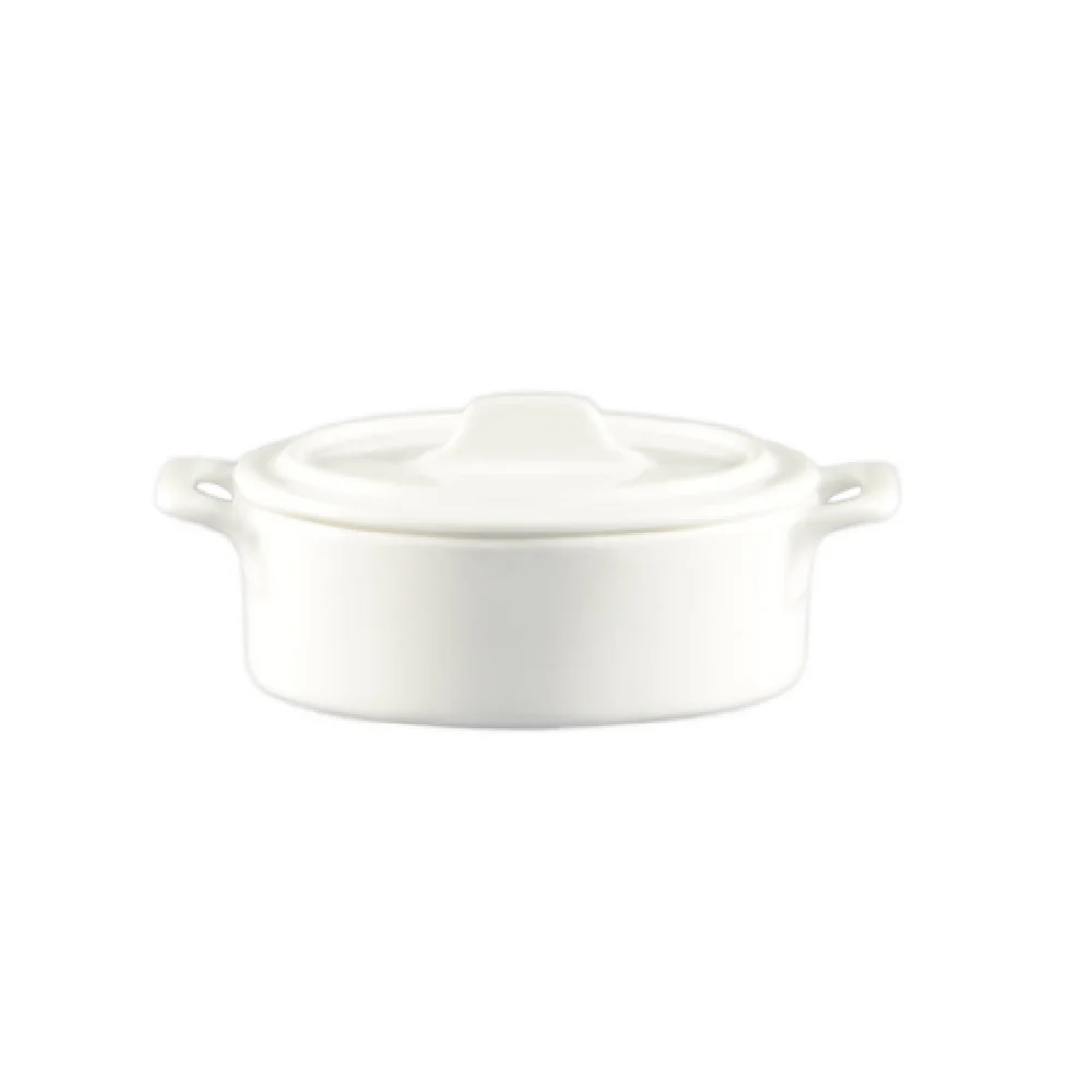CAC China GMJ-4 3 Oz RCN Specialty Gourmet Jar Oval with 2 Handles and Lid