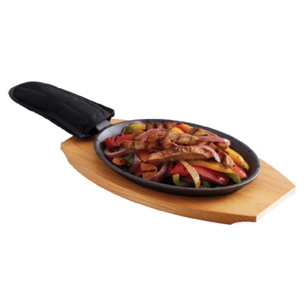 Chef Master 90201 16 Inch Ribbed Sizzler Platter Set with Wood Base Cast Iron Chef Master 90201 16 Inch Ribbed Sizzler Platter Set with Wood Base Cast Iron