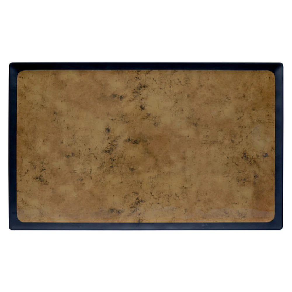GET Enterprises B177208-GLDB 20-3/4 Inch Width Black Melamine Serving Tray with Gold Decal