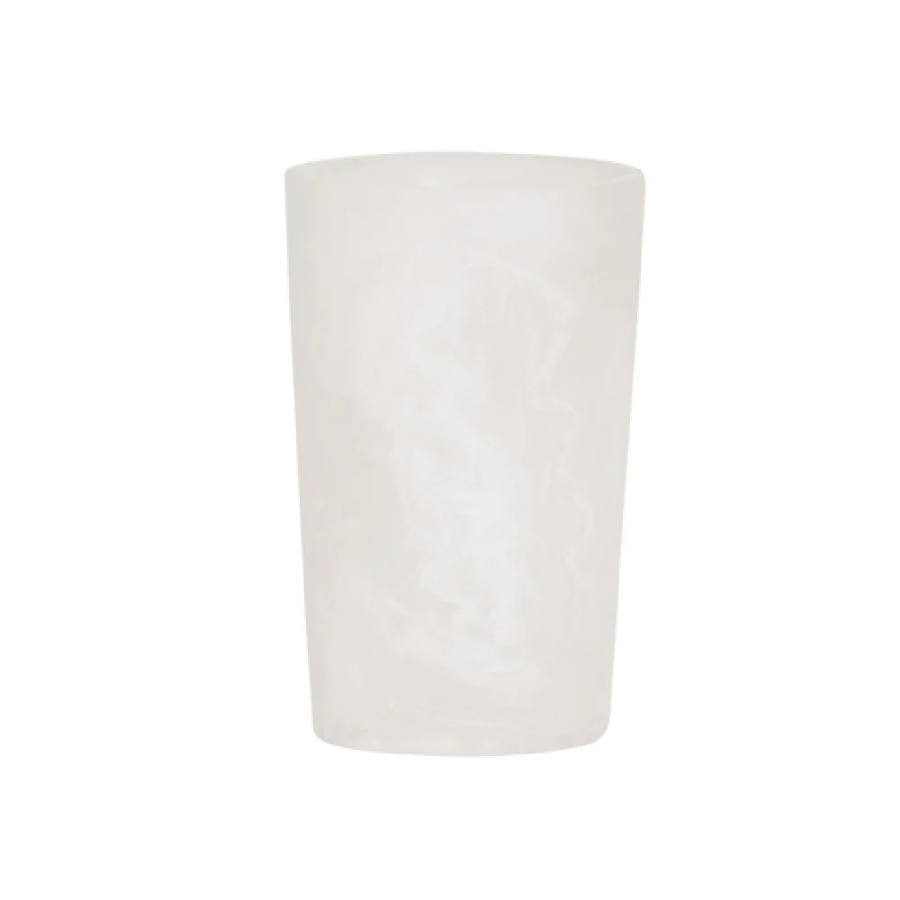 Cal-Mil 23742-4-126 3.75 Inch Round Cylinder Flatware Holder Resin White Marble Finish