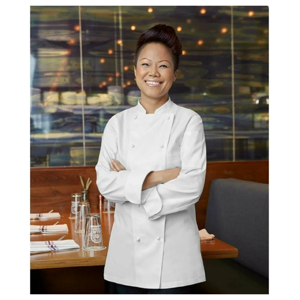 Chef Works ECLAWHTL Womens Elyse Chef Coat Large Double-breasted White Cotton Chef Works ECLAWHTL Womens Elyse Chef Coat Large Double-breasted White Cotton