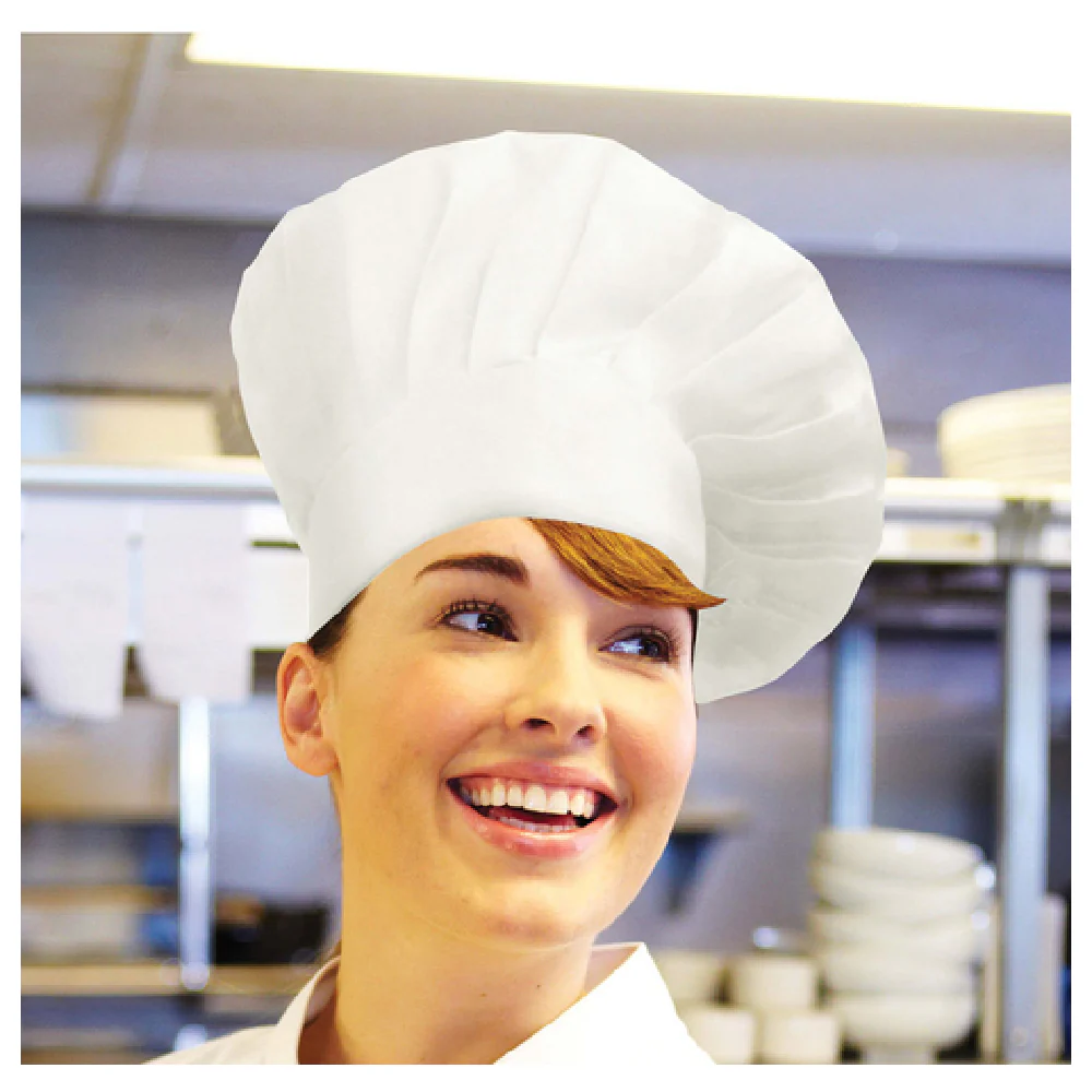 Chef Works CHATWHT0 Chef Hat One Size Adjustable Velcro Closure White Polycotton