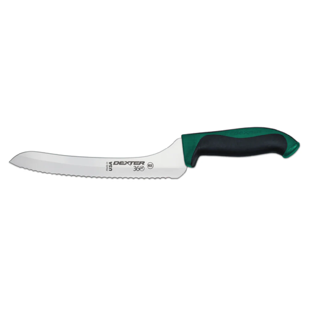 Dexter Russell S360-9SCG-PCP 9 Inch Stamped Knife with Scalloped Edge Green Polypropylene Handle