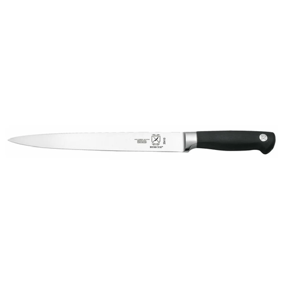 Mercer Culinary M20410 10 Inch Blade Precision Forged Carving Knife Black Santoprene Handle High Carbon German Steel Mercer Culinary M20410 10 Inch Blade Precision Forged Carving Knife Black Santoprene Handle High Carbon German Steel