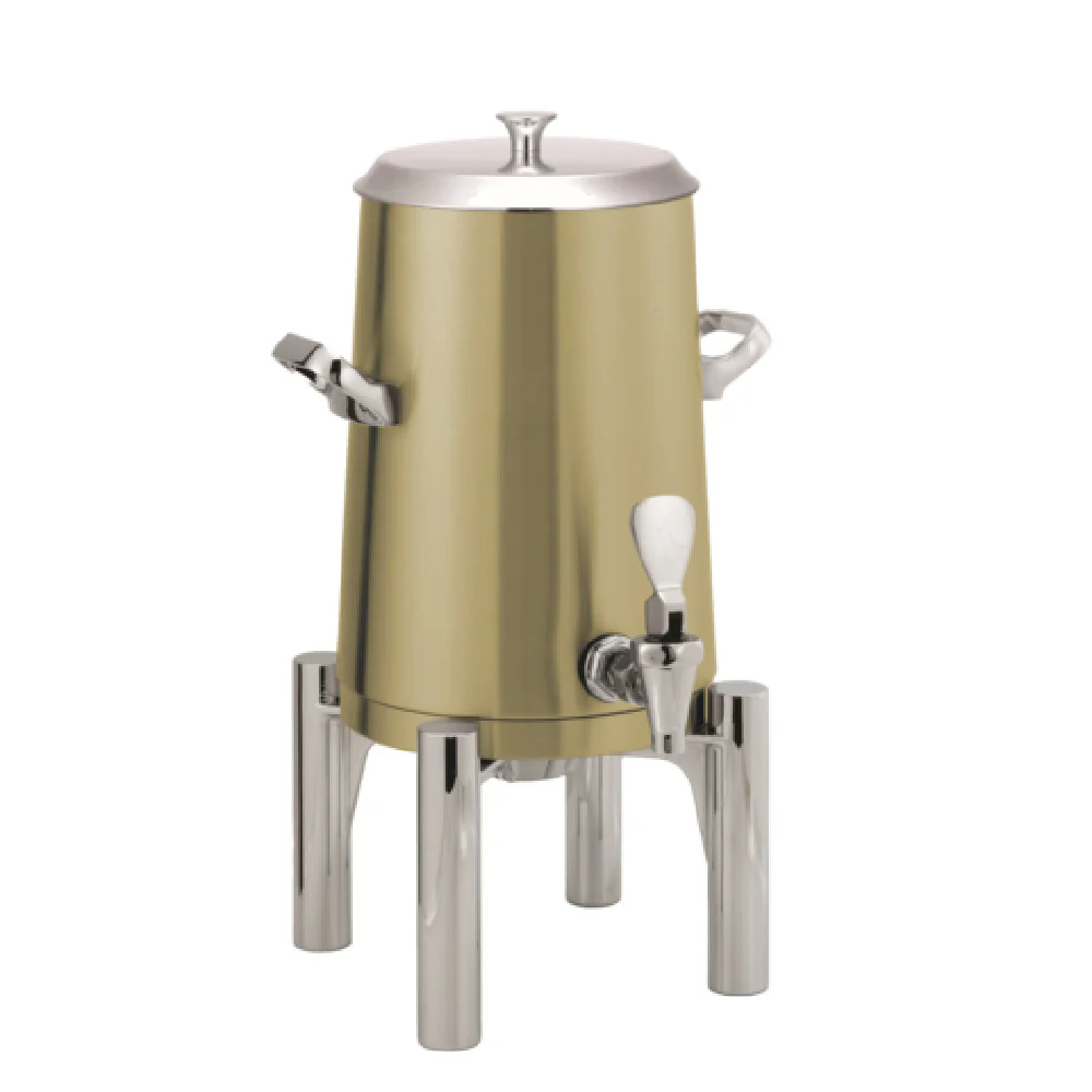 Service Ideas URN15VVGRNFL 12 Inch Vintage Gold Coffee Chafer Urn with Vacuum Insulation