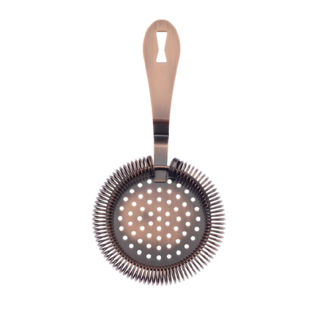 Mercer Culinary M37218ACP 7 1/4 Inch Bar Strainer Antique Copper Stainless Steel with Hanging Hole Mercer Culinary M37218ACP 7 1/4 Inch Bar Strainer Antique Copper Stainless Steel with Hanging Hole