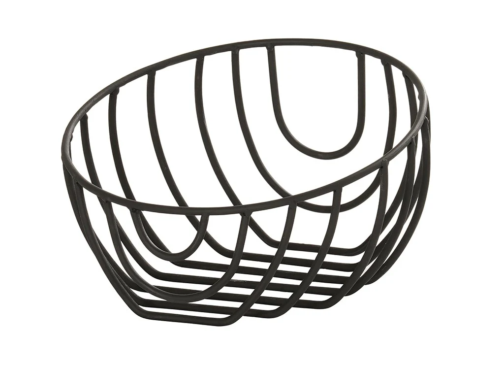 Cal-Mil 23758-9-13 14 Inch Round Wire Basket with Black Finish Metal