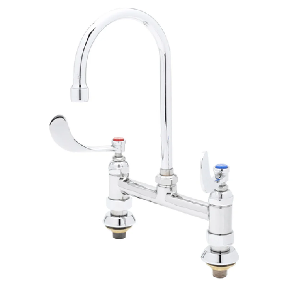 T&S Brass B-0327 8 Inch Deck Mount Faucet with Swivel Gooseneck Low Lead