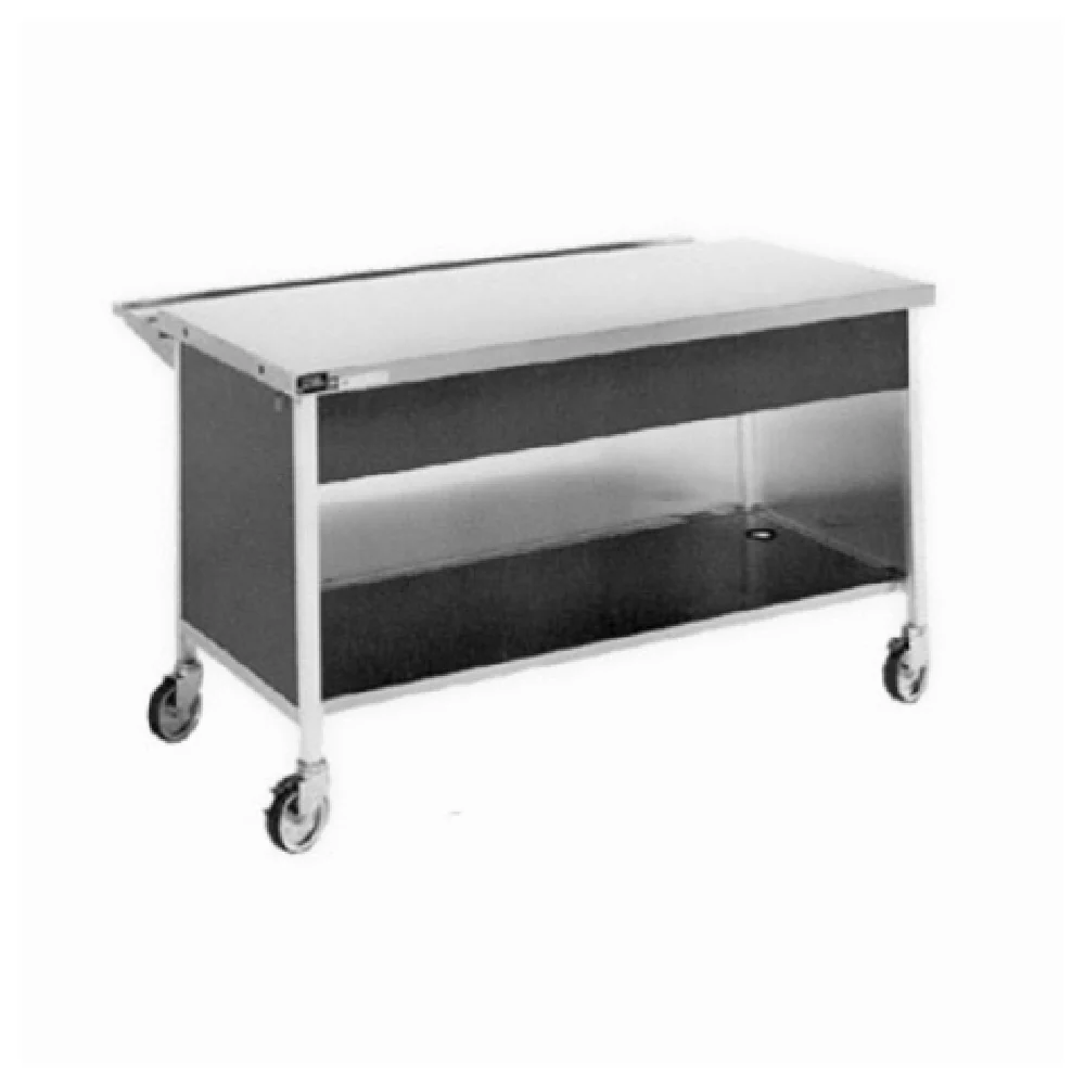 Atlas Metal CAFT-6 91-1/4 Inch Utility Solid Top Serving Counter Aluminum Frame Stainless Steel Undershelf with 5 Swivel Casters