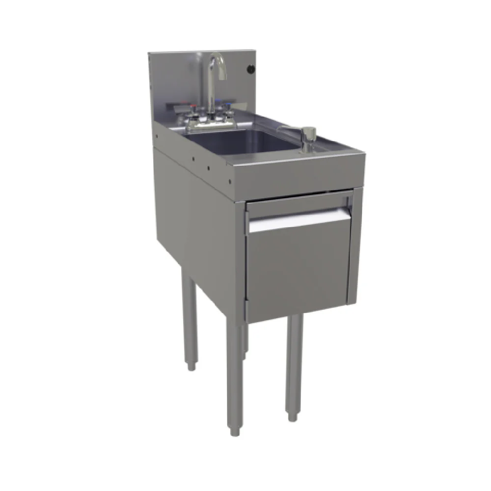 Glastender DHSB-12 12 Inch Deluxe Underbar Hand Sink Unit Stainless Steel with Towel Dispenser