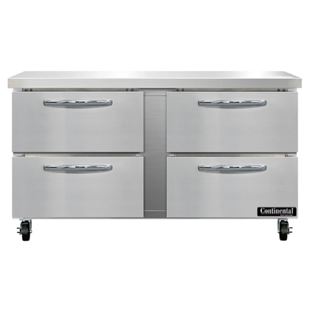 Continental Refrigerator SWF60N-D 60 Inch Work Top Freezer 17.0 Cu Ft Stainless Steel and Drawers