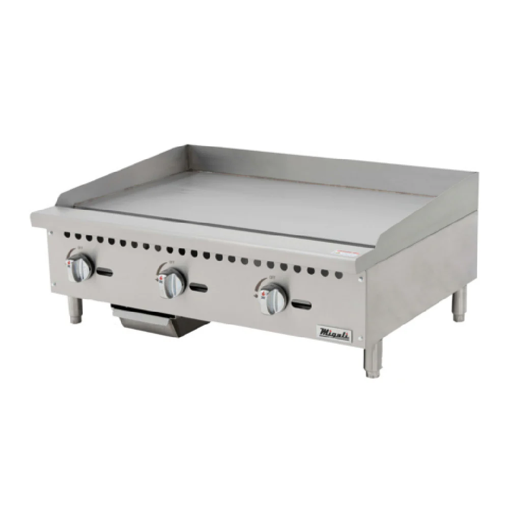Migali Industries C-G36 36 Inch Gas Griddle Countertop 90,000 BTU with Removable Grease Trough Migali Industries C-G36 36 Inch Gas Griddle Countertop 90,000 BTU with Removable Grease Trough