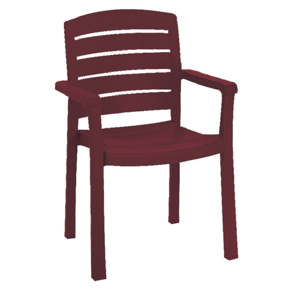 Grosfillex US119167 24 Inch Stacking Dining Armchair Designed for Outdoor Use Bordeaux Finishing