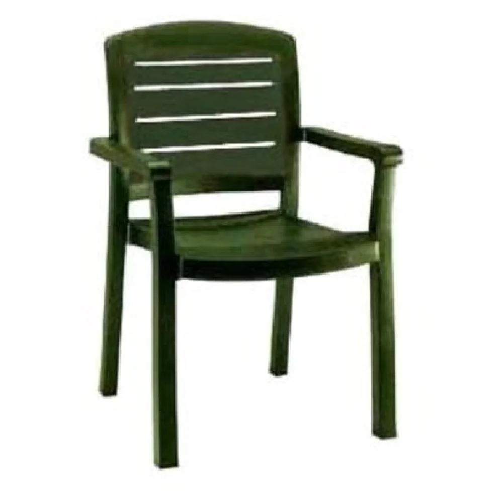 Grosfillex US119078 24 Inch Armchair Stacking Outdoor Resin Amazon Green with Textured Wood Grain Finish
