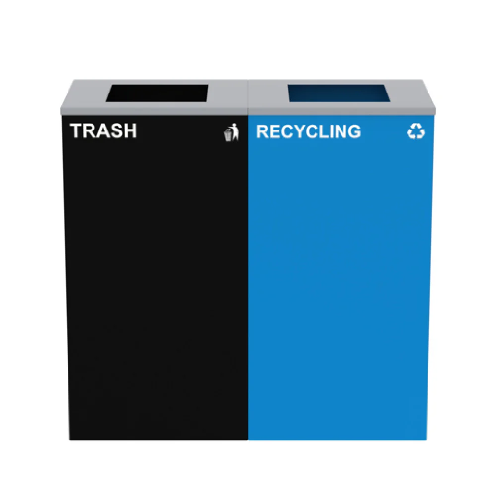 Alpine Industries ALP4450-BLK-KIT1 34 Inch Steel Recycling Bin Station with Dual Stream