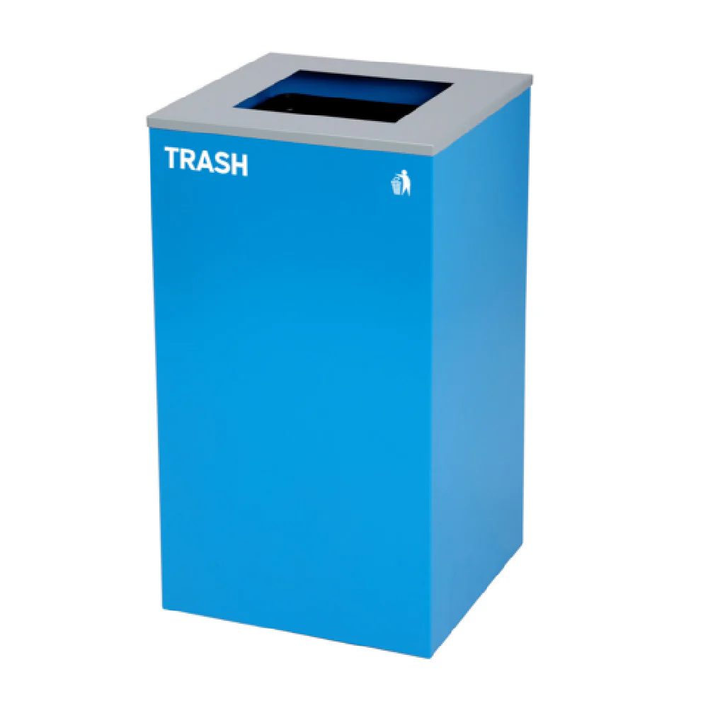 Alpine Industries ALP4450-KIT-BLU-S-TR 29 Gallon Blue Recycling Bin Metal for Trash