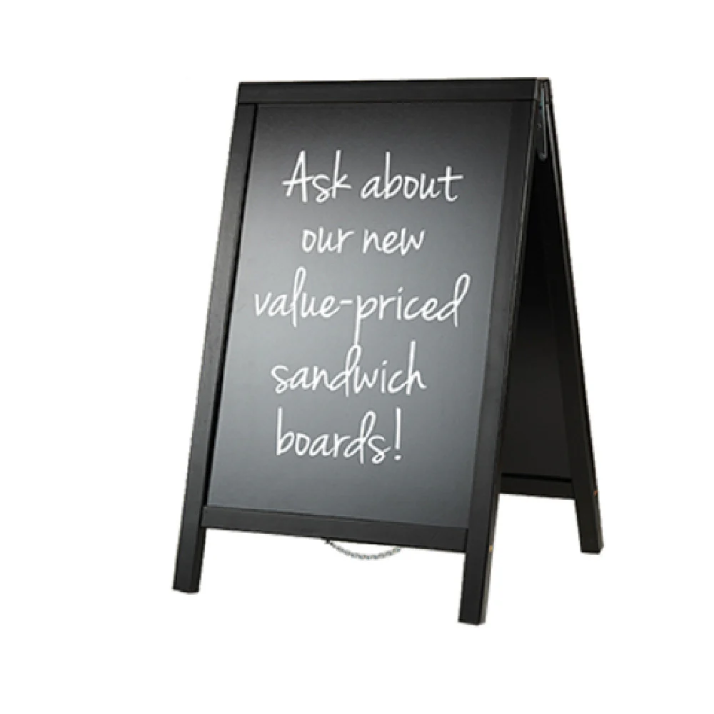 American Metalcraft SBSBL120 27-1/4 Inch Value Sandwich Board Scratch Resistant Black Wood Frame