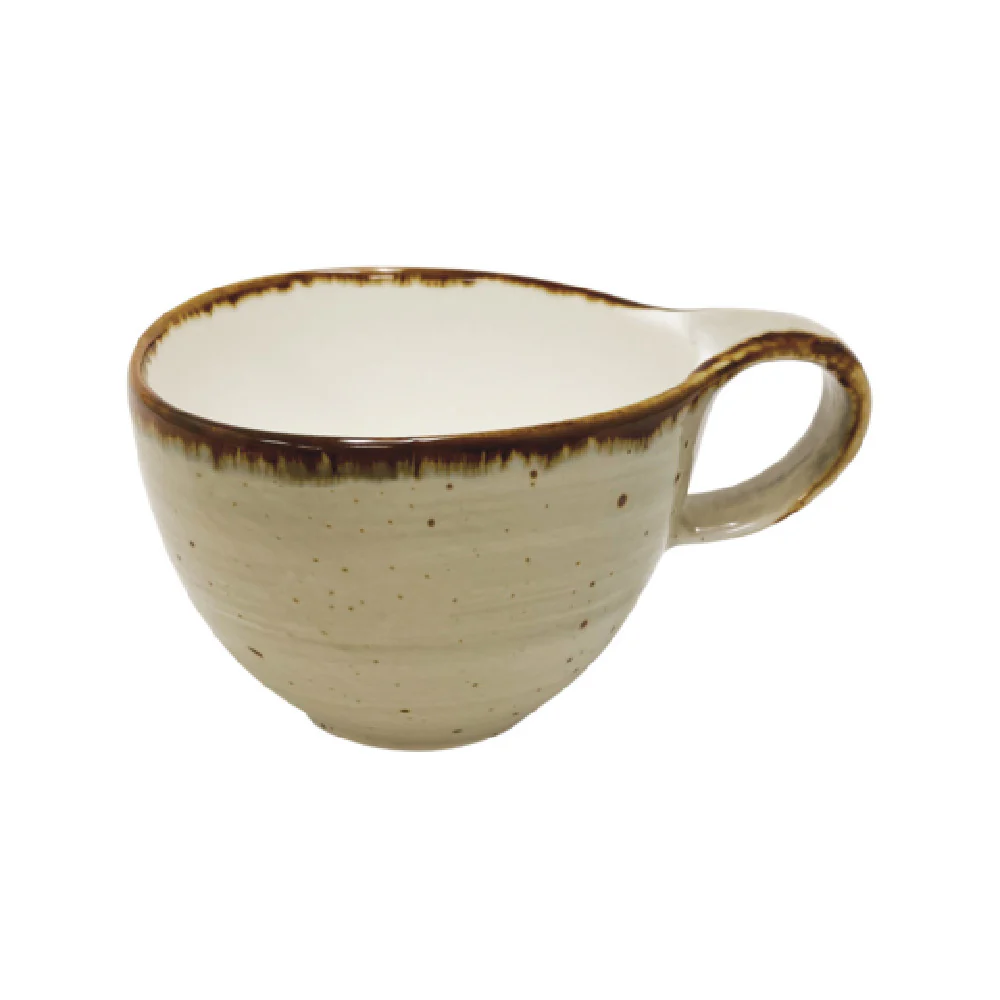 CAC China TUS-1-BGE 8-1/2 Oz Round Porcelain Cup with Handle Desert Beige