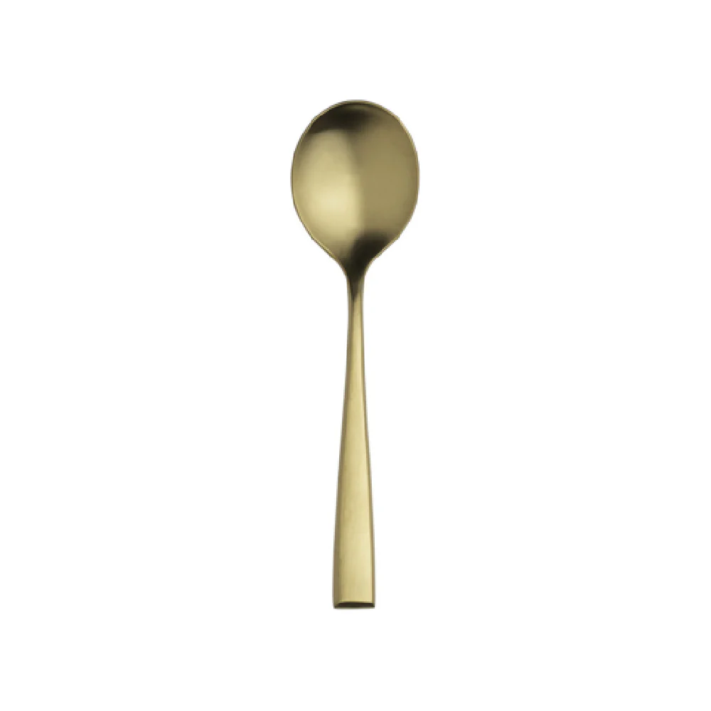 Steelite 5765SX002 7.125 Inch Bouillon Soup Spoon Gold Brushed Stainless Steel