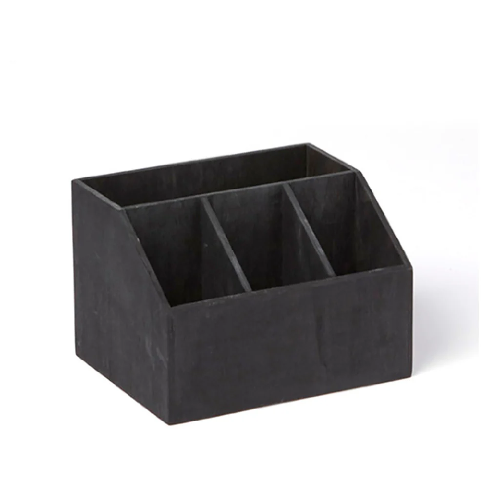 American Metalcraft PWBC7 7-1/2 Inch Poplar Wood Caddy Black Condiment Holder