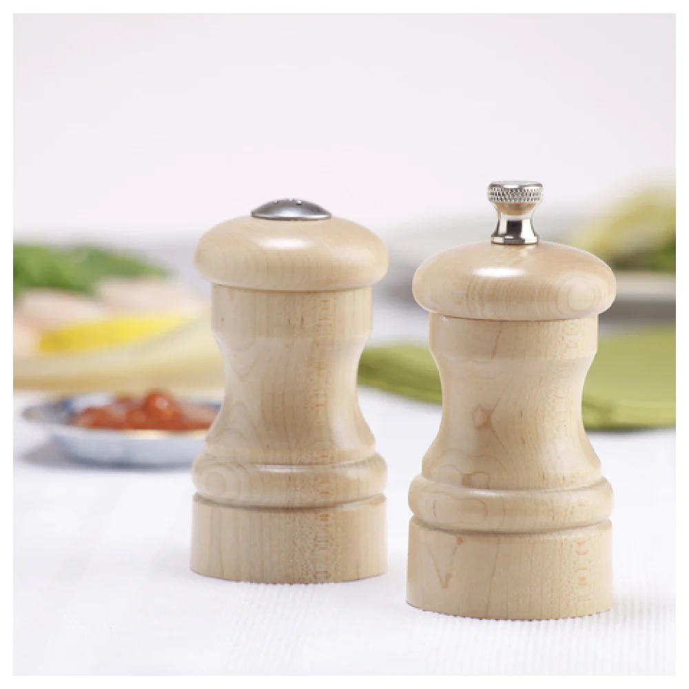 Chef Specialties 4300 4 Inch Salt Pepper Shaker Mill Set Stainless Steel Wood Finish Chef Specialties 4300 4 Inch Salt Pepper Shaker Mill Set Stainless Steel Wood Finish