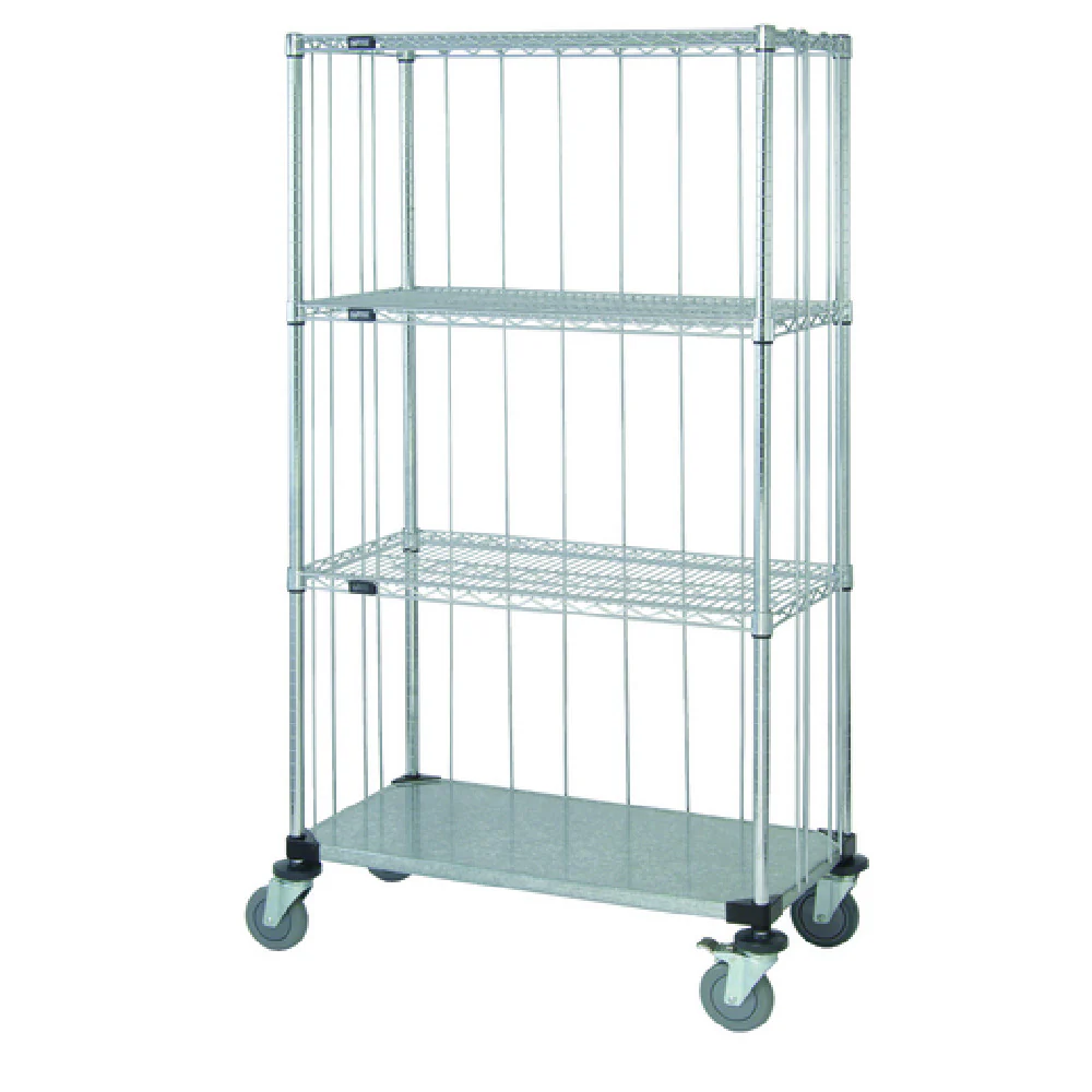 Quantum M1836CG46RE 36 Inch Mobile Enclosure Cart with Chrome Finish Steel Shelves