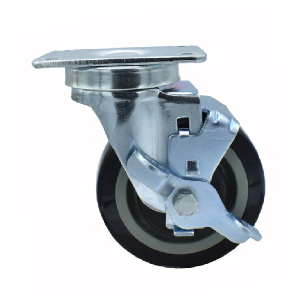 BK Resources 4SBR-1PT-PLY-TLB 4 Inch Polyurethane Wheel with Brake