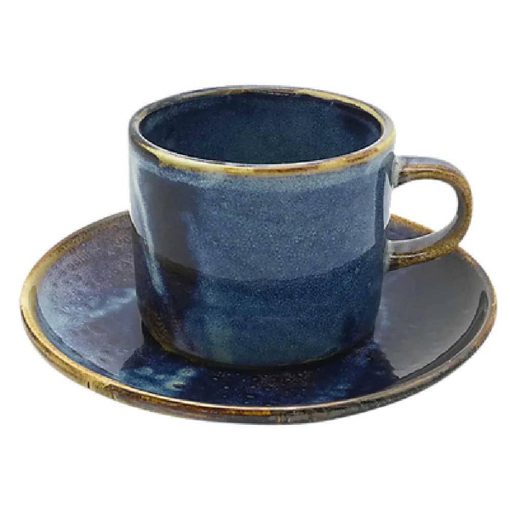 Bon Chef 2100051P 7-1/2 Oz Round Tea Cup Porcelain Aqua Blue Vitrified