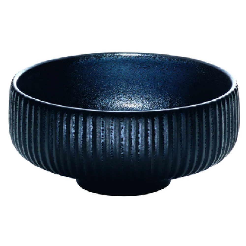 BauscherHepp P013166-021090 24.1 Oz Round Bowl Ceramic Black Relief 6-1/4 Inch