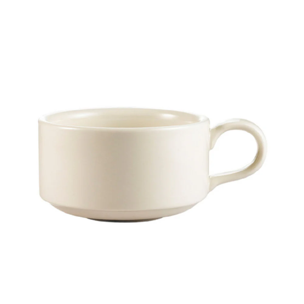CAC China SMG-13 13 Oz Ceramic Mug with Round Stacking Design White