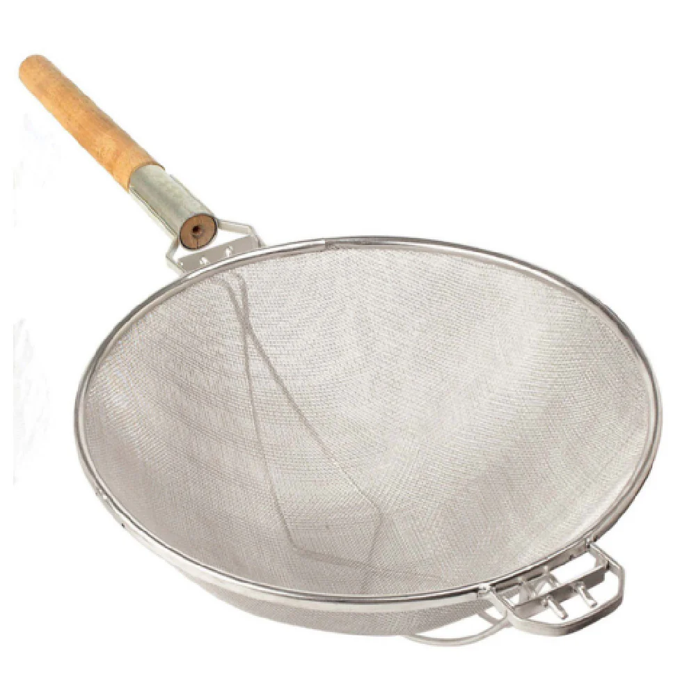 Omcan 81004 12 Inch Diameter Reinforced Stainless Steel Mesh Strainer with Wood Handle Omcan 81004 12 Inch Diameter Reinforced Stainless Steel Mesh Strainer with Wood Handle
