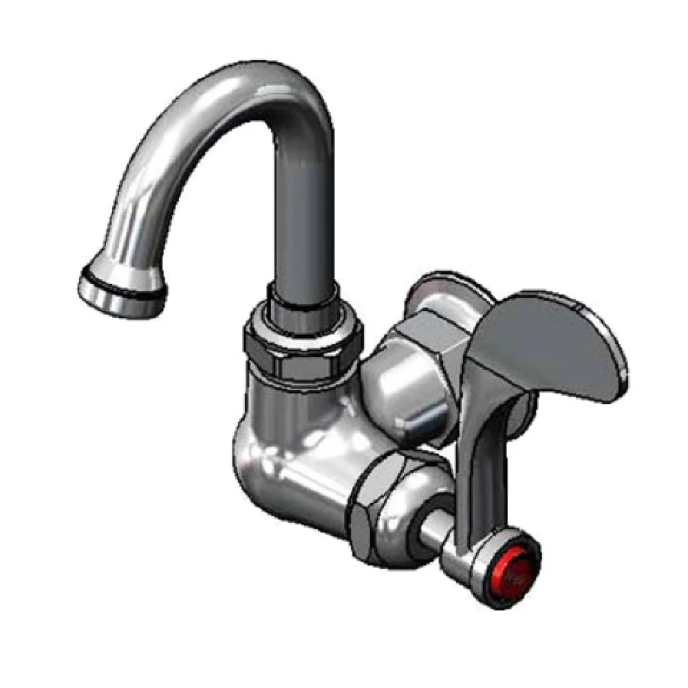 T&S Brass B-0210-131X-CR4 Wall Mount Sink Faucet 1/2 Inch NPT Inlet with Gooseneck