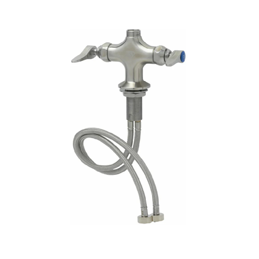 T&S Brass S-0200-LN 7.43 Inch Stainless Steel Single Hole Deck Mount Faucet with Swivel Outlet