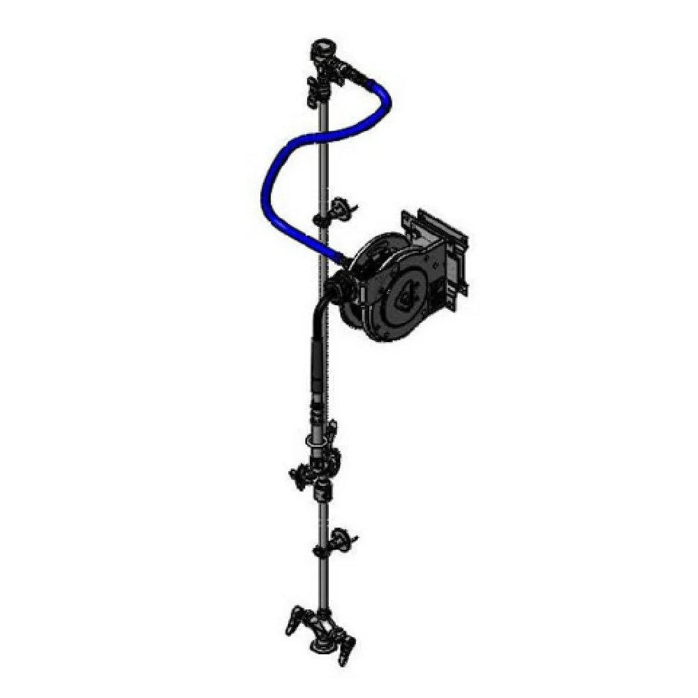 T&S Brass B-7102-U1JPS9E Hose Reel Assembly 12' Stainless Steel Open Reel Exposed Piping & B-0107-J T&S Brass B-7102-U1JPS9E Hose Reel Assembly 12' Stainless Steel Open Reel Exposed Piping & B-0107-J