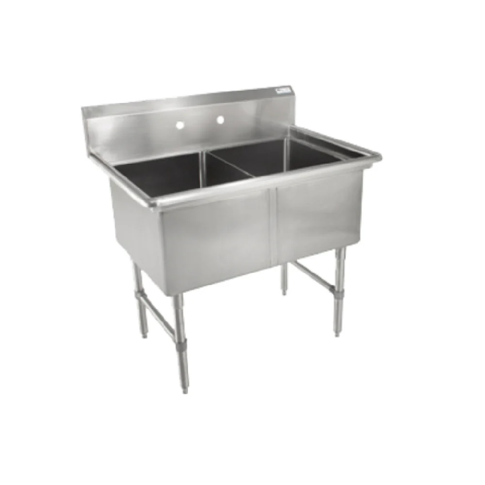 John Boos 2B16204 37 Inch 16 Gauge Stainless Steel Sink to Compartment with Faucet Holes